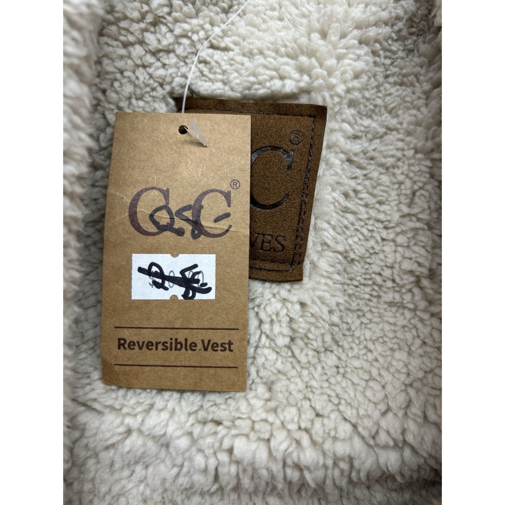 C&C Reversible Leopard Faux Fur Sherpa Vest Women Small NWT Open Front - Picture 6 of 8